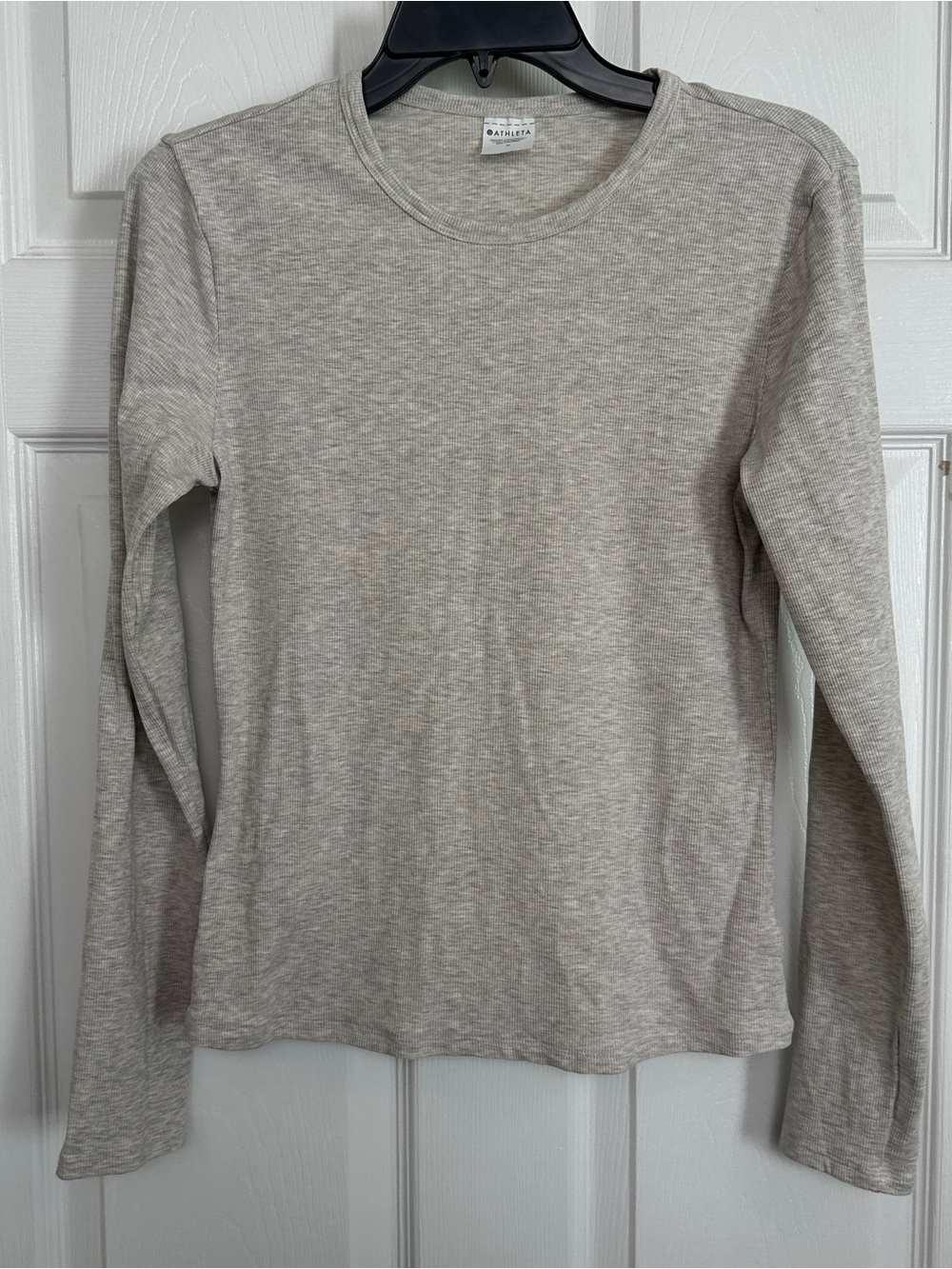 Athleta Long-Sleeve Crew Top - Heathered Light Gray